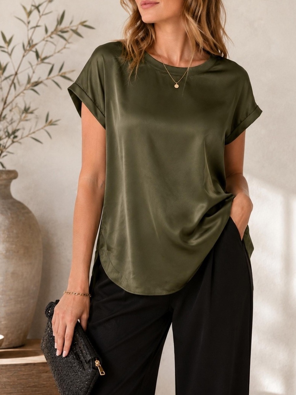 Vince Women’s Short Sleeve Lightweight Modal Cashmere Quiet Luxury Blouse Top XS